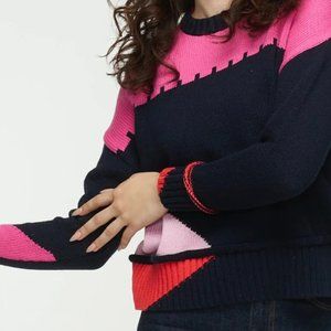 Zaket & Plover Intarsia Trim Sweater - Navy NWT Size XS